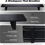 ULTRARM Moodular Wooden Monitor Stand 45.6” (116cm) Large Desk Organizer with Metal Slide Rails for Drawer, Tray, Laptop, Tablet, Phone & Headphones Customizable Riser for Organized Workspace Black