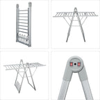 SHARNDY Electric Heating Clothes Drying Rack,Foldable Clothes Drying Rack,Suitable for Drying Clothes, Shoes and Socks.Plug & Play,Silvery Gray,Aluminum Alloy,One-Click Switch(39.37×52.56×25.98in)