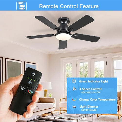 A25-TX028C Universal 3-Speed Ceiling Fan Remote Control Kit Replacement for Hampton Bay Home Decorators Collection Hunter - Light Dimmer & Color-Changing, w/Holder Replacement for TX028C-S TX028C-RS