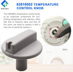KOLEOLL 2 pcs 63818002 Temp Control Knob Replacement for TPI63818002