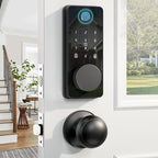 Keyless Entry Door Lock with 2 Knobs, Biquole Fingerprint Keypad Deadbolt, Smart Deadbolt for Front Door Lock Set, Auto Lock, One-time Codes, Easy to Install, App Control