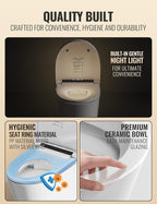 Luoware Smart Toilet with Bidet Built in, Luxury One Piece Elongated Bidet Toilet, Auto Open/Close/Flush, Foot Sensor Operation, Built-in Tank & Booster Pump, Heated Seat, Massage Wash, Night Light