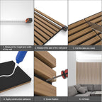 Yuzzy Acoustic Wood Slat Wall Panels - 48" x 22" Dark Walnut Fluted Sound Absorbing Panel for Wall and Ceiling - 4 Pcs Wall Panels for Interior Wall Decor for Homes, Offices, Studios