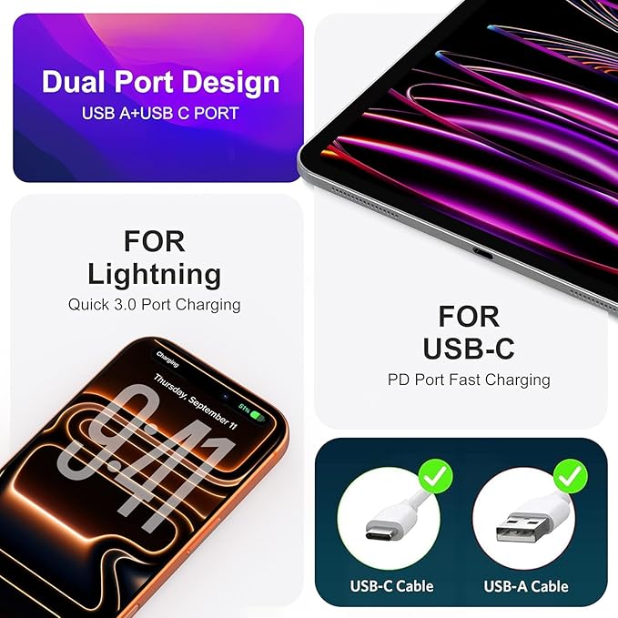 3 Pack USB C Wall Charger, 20W Durable Dual Port QC+PD 3.0 Power Adapter, Double Fast Plug Charging Block for iPhone 14/15/16/17 Pro/Pro Max/Plus, XS/XR/X, Watch Series 8/7 Cube，White