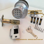 SoHoMiLL® Electronic Keypad Door Knob SoHo Mill® and Lock Set with Backup Mechanical Key (Spring Latch Lock; Not Deadbolt; Not Phone Connected), Single Front keypad YL 99 Upgraded Model-B
