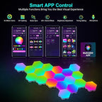 JIMIMORO 20-Pack Hexagon Light Panels – Smart RGB LED Wall Lights with App & Remote – Music Sync Gaming Lights for Gamers, Game Room Decor, Gaming Equipment, Living Room, Bedroom, Kids & Adults