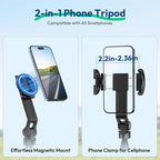 ULANZI TT88 Magnetic Tripod for iPhone 17, 57" Extendable Selfie Stick w Remote, 2-in-1 Phone Clip & Dual Cold Shoe Mounts-Lightweight Phone Tripod Stand for Vlogging, Travel, Video Recording, Black