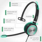 Yealink UH36 Professional USB Headset Wired Headphones for Work Calls and Music, Headset with Noise Cancelling Mic for Computer PC Laptop（UC Compatible, Mono,3.5mm Jack/USB Connection）