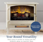 Country Living Infrared Freestanding Electric Fireplace Stove Heater in Cream | Multiple Flame Colors, Metal Design with Faux Wooden Logs | Alexa/WiFi Enabled - Remote Included