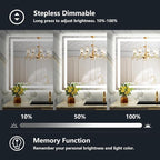 YEELAIT 48x30 Inch LED Bathroom Mirror with Lights Front and Backlit Lighted Vanity Mirror for Bathroom Wall with 3 Colors Dimmable Anti-Fog Memory Shatter-Proof IP54 Waterproof Horizontal/Vertical