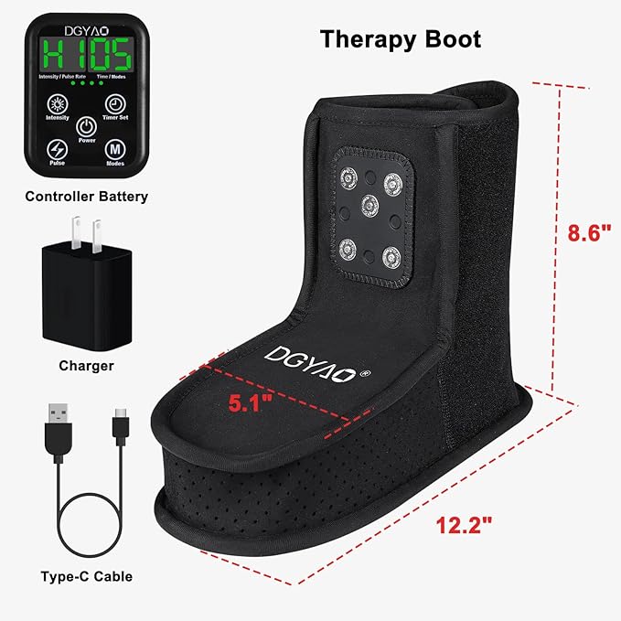 Rechargeable Red Light Therapy Feet Ankle, 132 LEDs 660 nm Red Light and 850 nm Infrared Light Therapy Shoe, with 6000mAh Battery Adjustable Power and Time Controller 2Pack
