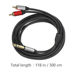 FRCOLOR 35mm 3-core Stereo to 2-Connector Audio Cable 3m Guitar Sound Signal Splitter Cable for Studio Recording and Microphone Accessories