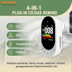 VETOUCH Plug-in Combination air Detector, 4 in 1 Combination Natural Gas and Carbon Monoxide Detector, detects CO, Gas,and Humidity Values. for Home, Bedroom, Kitchen, RV, 2 Pack