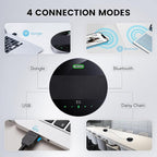 TONGVEO 2-in-1 Conference Speaker and Microphone, Daisy Chain Wireless Bluetooth Speakerphone with 360° omnidirectional mics USB/Dongle/Bluetooth Connection 18H Talk Time for 15-30 People Meeting