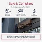 Lawrence Heavy Duty Door Closer Commercial Grade 1 - Adjustable 6-Speed Delayed-Action Door Control with 3 Pistons – Flexible Installation with Included Hardware - Embassy Series LH816