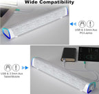 SOULION R30 Computer Speakers, USB Powered 3.5mm AUX Small PC Speaker, Colorful LED Lights with Switch Button, Surround Sound Bar Speaker for Desktop Laptop White