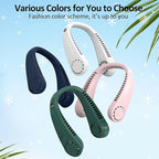 BIRDDIE Portable Hands free Bladeless Hanging Neck Fans with Screen Display and 5 Speeds Levels, USB Rechargeable, 360° Cooling Wearable Personal Fan for Work Travel Sport Outdoor (Green)