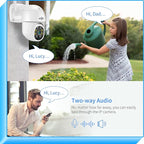 Hiseeu 3MP Security Camera Outdoor,WiFi Camera, Auto Tracking&Light Alarm Floodlight & Color Night Vision,Two-Way Audio, Plug-in Cable,Compatible Wireless System