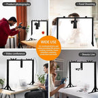 Overhead Camera Mount with Light LED 5600K Continuous -Top-Down Shooting Desk Mount Stand for Flat Lay Photography, Live Streaming - Universal Fit for DSLR, Mirrorless Cameras & Smartphones