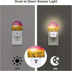 sndheke Sunflowers with Sunset Night Light for Kids,Blooming Summer Sunflowers Night Light Plug in with Dusk to Dawn Sensor,0.5w Energy Saving Nightlight for Hallway Stairway Kitchen Bedroom