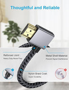XAOSUN Right Angle HDMI 2.0 Cable 6.6 Feet, Strong Anti-Interference, 18Gbps High Speed Support 4K@60Hz,3D 1080P,HDR,ARC,90 Degree HDMI Cable for MacBook pro 2023,Monitor,ps4/5,Xbox,Fire TV and More