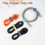 SOLIDATOR 24-Pack Reusable Fish-Shape Silicone Cable Ties – 8 Colors, 4.7” Adjustable Cord Organizers for Cords & Electronics, Cord Wraps for Charging Cables, Cable Management for Home & Office