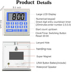NUOSWEK Digital Timer Waterproof Shower Timer Shower Clock Direct Digit Entry Bathroom Kitchen Timer with Strong Magnet and Large LCD Display (Waterproof 13 Key)
