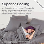 Bambaw 100% Viscose Derived from Bamboo Queen Sheet Set – 4pcs Soft Bedding Set, Deep Pocket Queen Cooling Sheets Fits Up to 16'' with Elastic Corner Straps (Dark Gray)