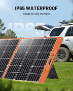 100W Portable Solar Panel for Power Station, 19.8V Foldable Solar Charger with DC/XT60/Anderson Cable & QC3.0 USB Outputs, 23% High Efficiency IP65 Waterproof 2 Kickstands for Outdoor Camping RV Trip