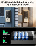 TCL D2 Plus Fingerprint Smart Lock, Wi-Fi Keyless Entry Door Lock, IP55 Weatherproof, Built-in Doorbell, Auto Lock, Easy Install, Brushed Nickel