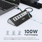 P9 USB C Hub, INTPW 9-in-1 USB Multiport Adapter with 4K HDMI, PD 100W, USB-C and 2 USB A 3.0 5Gbps, 2 USB A 2.0, SD/TF Card Reader, Aluminum Powered USB Hub for PC, iPhone 16/15 Series, MacBook, iPad