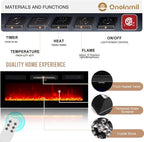 oneinmil 36" Electric Fireplace Integrated TV Stand - 70" 2-Tier Console for TVs up to 80", Ideal for Living Room Settings, Gray