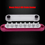 8 x M5 (#10) Studs Power Distribution Block Bus Bar 12V, Ampper 5.9" HD 120A Marine BusBar Battery Distribution Block W/Cover for Car Boat Solar (Red)