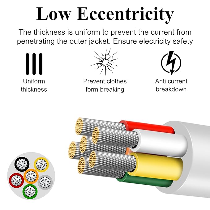 18 Gauge 6 Conductor Electrical Wire, 16.4 FT Low Voltage 18/6 Tinned Copper Stranded 6 Wire Cable, 18 AWG White Flexible Extension Power Cord for Sprinkler, Thermostat, Irrigation, Automotive Etc