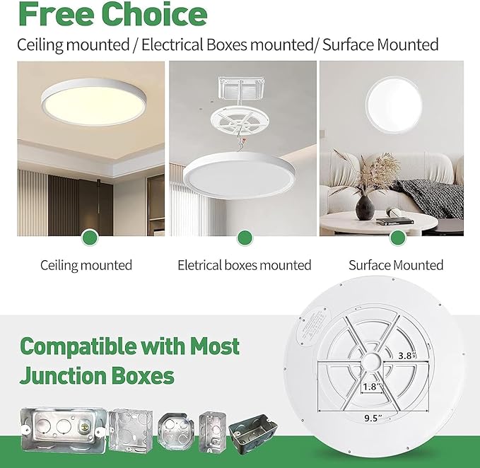 6PK 15.8 Inch LED Flush Mount Ceiling Light, 32W, 3480LM, 3000K/4000K/6000K CCT Selectable, Round Flat Panel Light Low Profile Ceiling Light Fitures for Hallway, Kitchen, Bedroom, Laundry Room, White