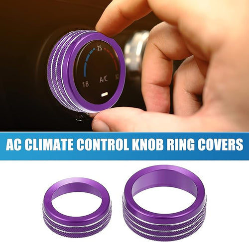 A ABSOPRO Car Air Conditioner Knobs Decals AC Radio Switch Knob Cover for Dodge Durango 2014-2020 for Jeep Cherokee Grand Cherokee 2014-2021 Purple (Set of 3)