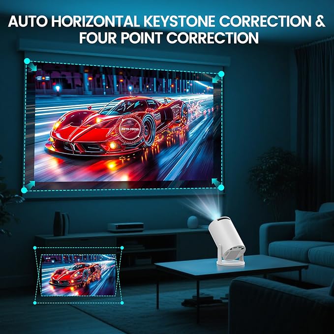 ENUOSUMA Super Mini Projector with WIFI 6 and Bluetooth, 4K 1080P Support Portable Projector, Built-in App, Android 11, 200 ANSI, Auto Keystone Correction, Video Projector for Laptop/PC/Smartphone