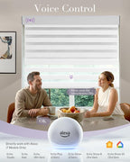 Graywind Smart Dual Shades Compatible with Alexa Google Homepod Motorized Double Zebra Blinds Matter Solar Powered, Custom Size (White)
