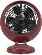 Vornado VFAN™ Mini Fan, Classic Vintage Fan, Retro Metal Air Circulator, For Desk & Bedside, 2 Speeds, Adjustable Tilt, Personal Cooling with Targeted Airflow, Quiet, Claret