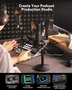 MAONO-MaonoCaster-Podcast Equipment Bundle for 2-includes All-in-one Audio Interface with Premium Mic Preamp, XLR Condenser Microphone, and 3.5MM Mic for Podcast Recording, Streaming, DJ (AME2 Duo)
