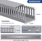 ZhiYo 2 x 2in Professional Server Rack Cable Management Raceway, 99in(6X L16.5in) Cable Raceway Kit, Electrically Safe PVC Open Slot Wire Raceway for Under Desk/Computer/Network Cords, Grey