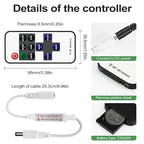 RF Mini Wireless LED Remote Controller for Single Color 3528 5050 COB LED Strip Lights,Wireless LED Control with DC Connector,RF Dimmer Switch for DC 5-24V LED Ribbon Led Shelf Lights Cabinet