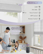Graywind Smart Roman Shades Compatible with Alexa Google WiFi Hardwired Automatic Blind Remote Light Filtering Plain Fold Soft Roman Window Shades for Windows Doors, Custom Size (Matelasse Grey)
