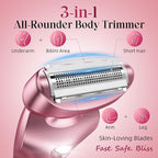 rategist Cordless Electric Razors for Women: Rechargeable Painless Bikini Trimmer for Body Hair - IPX7 Waterproof Shaver with LED Display for Face/Underarm/Leg Light Pink