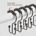 Shower Curtain Hooks, Goowin Shower Curtain Rings, Stainless Steel Shower Curtain Hooks Rust Proof Free Sliding Double Shower Hooks for Curtain, Shower Curtains & Liners (Bronze)
