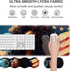 Ergonomic Keyboard Wrist Rest & Mouse Pad Wrist Rest Set, Large XXL Gaming Desk Mat 31.5"x 11.8" with Non-Slip Base, Memory Foam, Easy Typing Pain Relief for Home & Office, African American Girl
