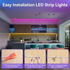 CHARKEE 130ft LED Strips Lights (65.6ft*2) Full Color Sync Music, Dimmable and Color Changing RGB LED Strip Lights, 24 Volt Bluetooth Flexible LED Lights for Bedroom,Family,DIY(Smart App+Remote)