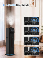 Zeova 9L/2.4Gal Smart Cool Mist Humidifier, Top Fill Quiet Humidifier Large Room, Covers 550ft², App & Remote Control, 60H Runtime, 7 Colors Light, 4 Mist Modes Humidifiers for Bedroom, Office, Black
