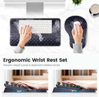 Ospelelf Ergonomic Mouse Pad and Keyboard Stand Wrist Rest Set, Memory Foam Comfort, Pain Relief for Typing, Office Desk Accessories, Map