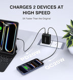 [2-Pack] USB C Wall Charger, 60W Type C Charger Block 5-Port Fast Charging Blocks,3USB C+2USB A Multiport Plug,PD Power Adapter Brick Cube for iPhone 17/16/15/14/13/Pro,iPad,Samsung,for Switch（Black）